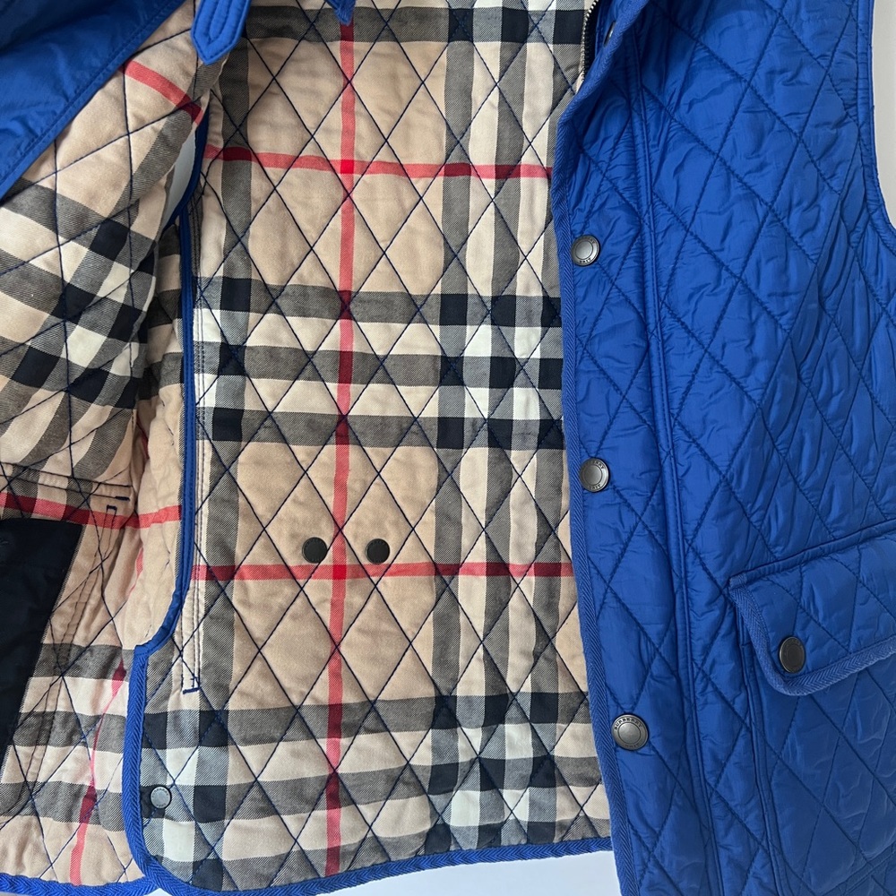 Burberry Brit Blue Quilted Sleeveless Vest Women’s Petite Small Nova Check - Picture 9 of 12